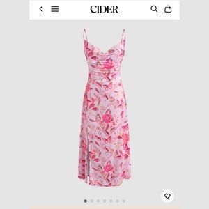 🦋 CIDER 3XL Cowl Neck Pink Butterfly & Floral MIDI Dress